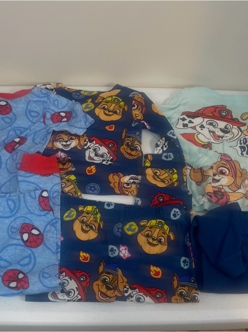 Source Unknown Navy Blue & Light Blue Kids Pajama Set with Cartoon Pups